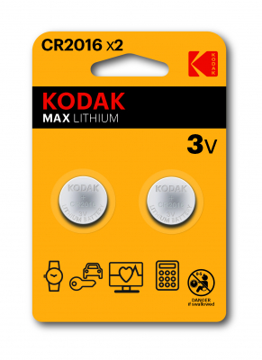 Bateria KODAK MAX CR2016 litowa 2szt. BLISTER (cena za 2 sztuki)